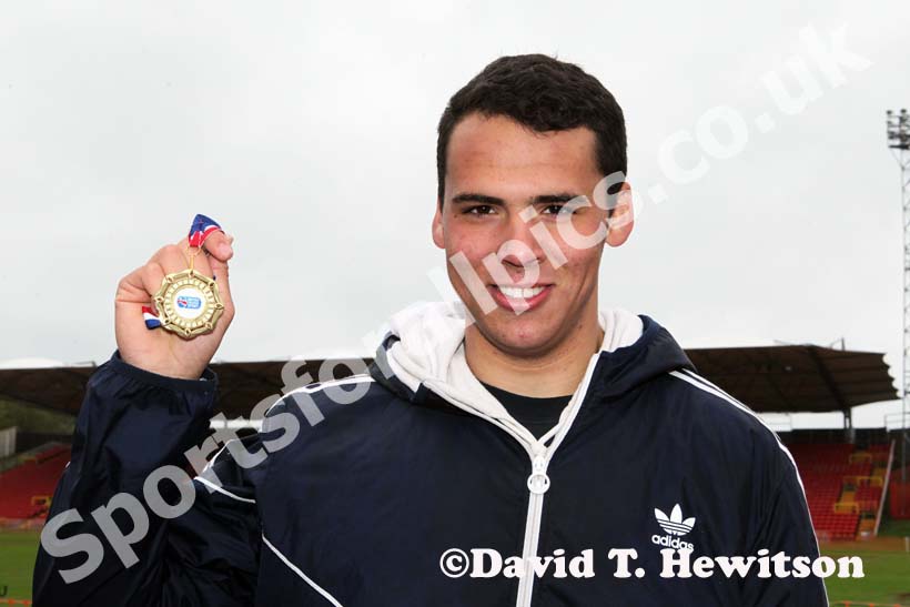 Taylor Cambell (Richmond Upon Thames College) winner of the hammer with a throw of 61.86 metres, 2012 English School Champion, British College Championships, Gateshead International Stadium.
